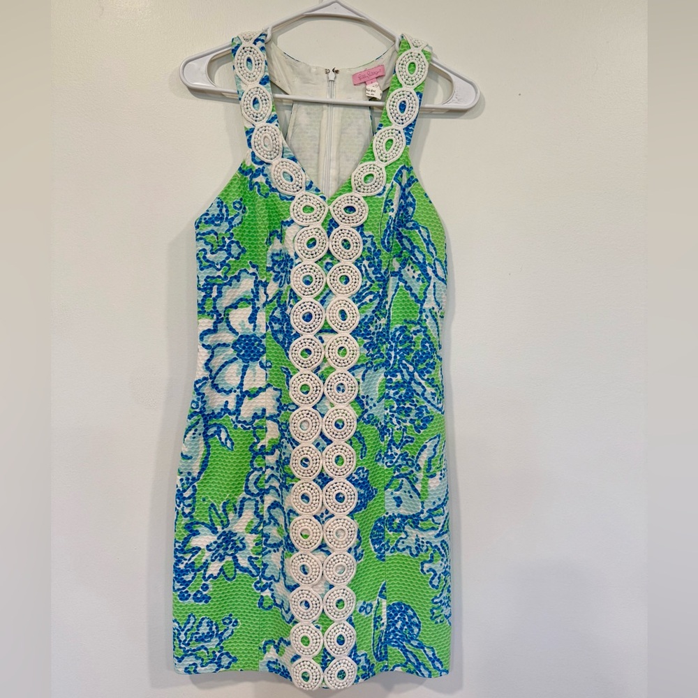 Lilly Pulitzer Vibrant Blue and Green Mini Dress